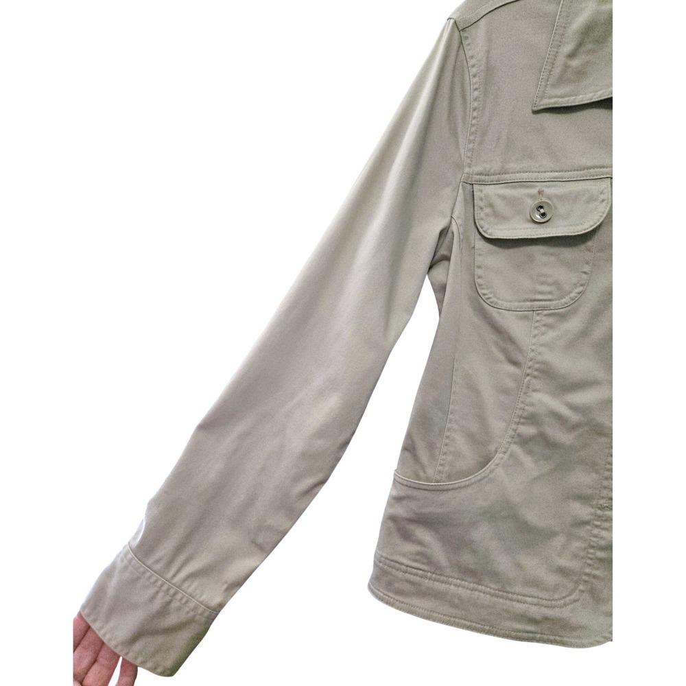 Charter Club Womens M Classic Khaki Stretch Cotton Button Front Utility Jacket - Picture 4 of 8